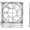 Aksialvifter 12 V 80x80x25 mm