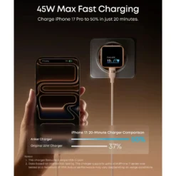 Anker Nano Charger 45 W USB-C-lader med smart display Oransje