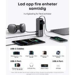 Anker Powerbank 165 W 25000 mAh med kabler