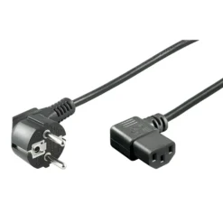 Apparatkabel C13 med vinklet kontakt, svart 2 m