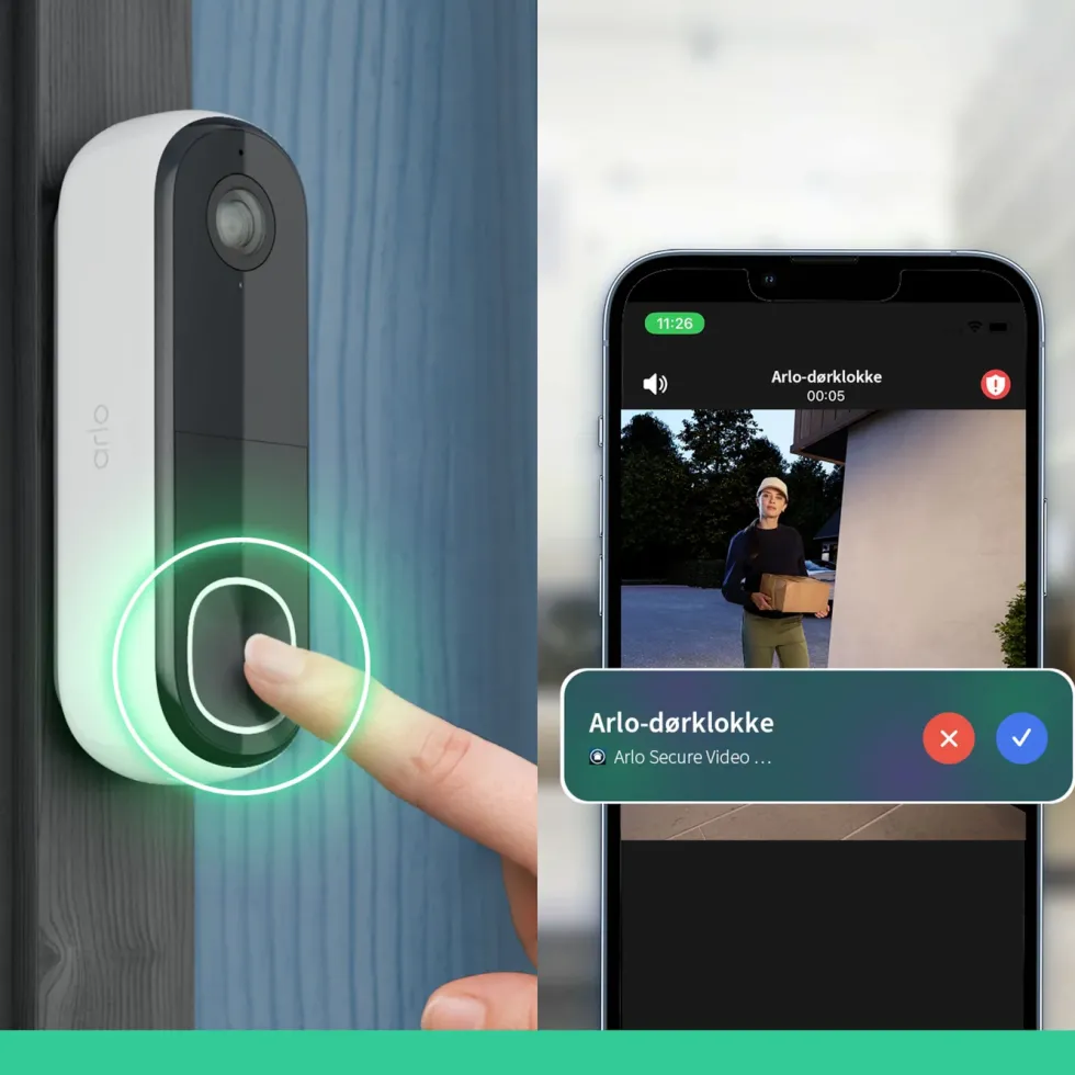 Arlo Essential 2K Trådløs videodørklokke med Chime 2