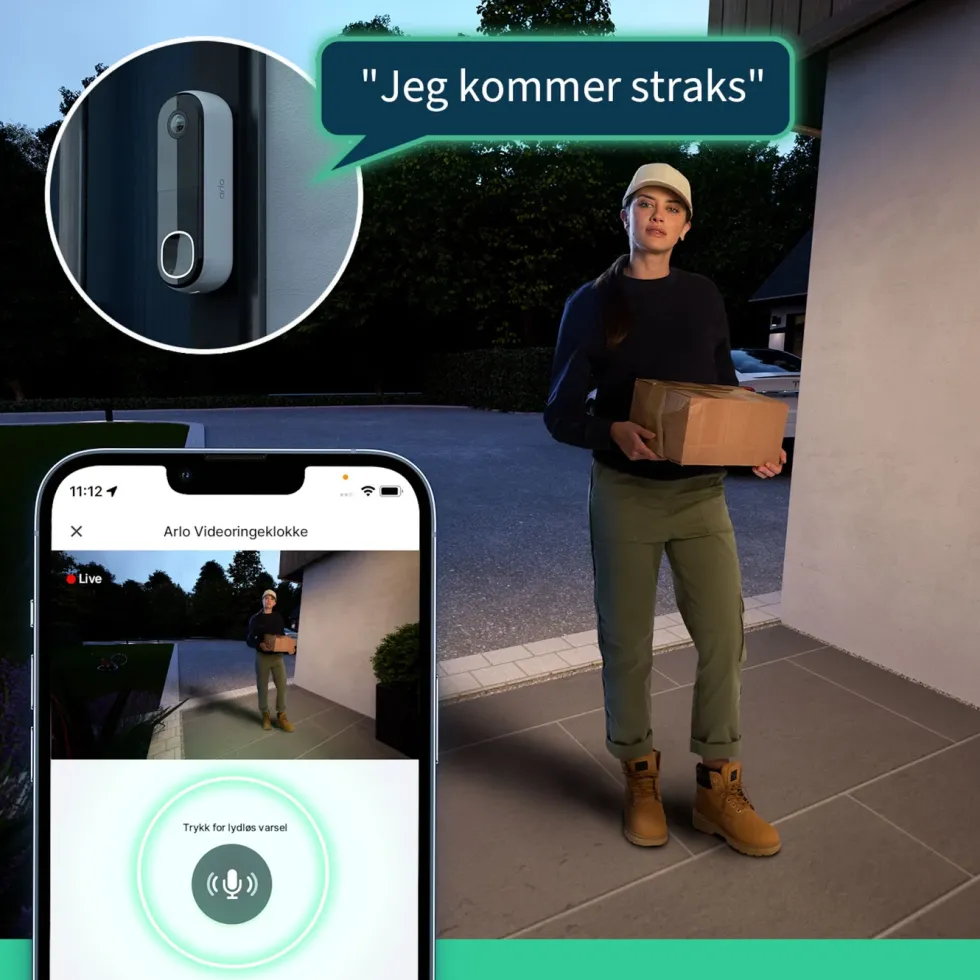 Arlo Essential 2K Trådløs videodørklokke med Chime 2