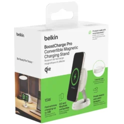 Belkin BoostCharge Pro Ladestativ med Qi2 15 W Hvit