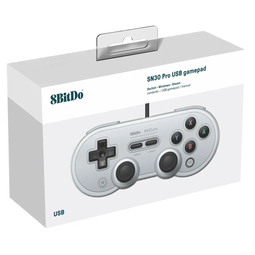 8Bitdo SN30 Pro Håndkontroller med USB-tilkobling Grå