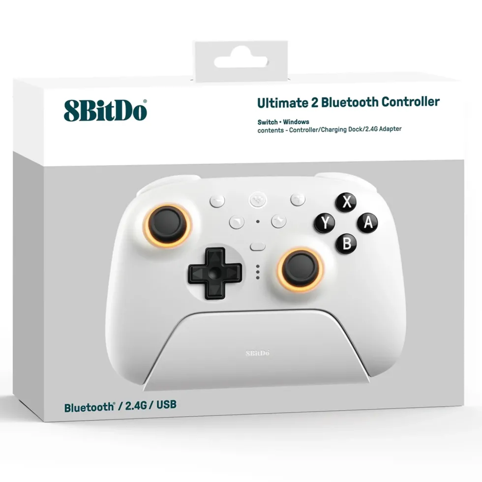 8Bitdo Ultimate 2 Bluetooth-kontroller Hvit