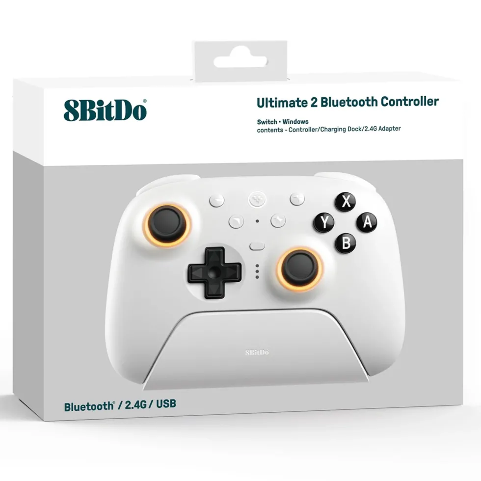 8Bitdo Ultimate 2 Bluetooth-kontroller Hvit