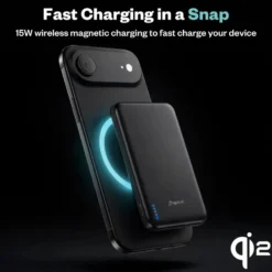 BMX Ultratynt magnetisk Qi2-powerbank 5000 mAh, semi-solid-state i titan Black