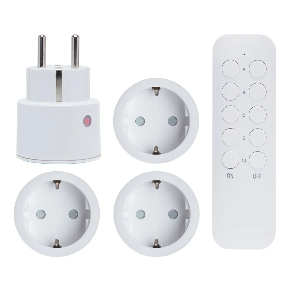 Cleverio Mini-fjernstrømbryter med fjernkontroll 4-pk