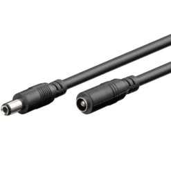 DC-forlengelseskabel 5,5x2,5 mm 3 m Svart