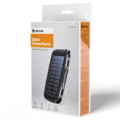Denver Powerbank med solcelle og lommelykt 20 000 mAh