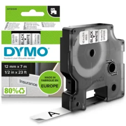 Dymo D1-merketape 12 mm Hvit
