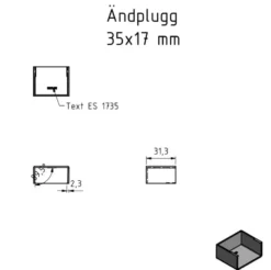 Endestykke for kabelkanal 35x17 mm