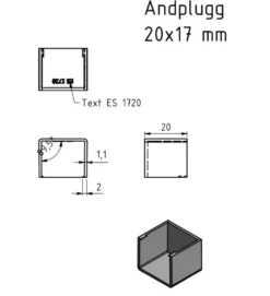 Endestykke for kabelkanal 20x17 mm