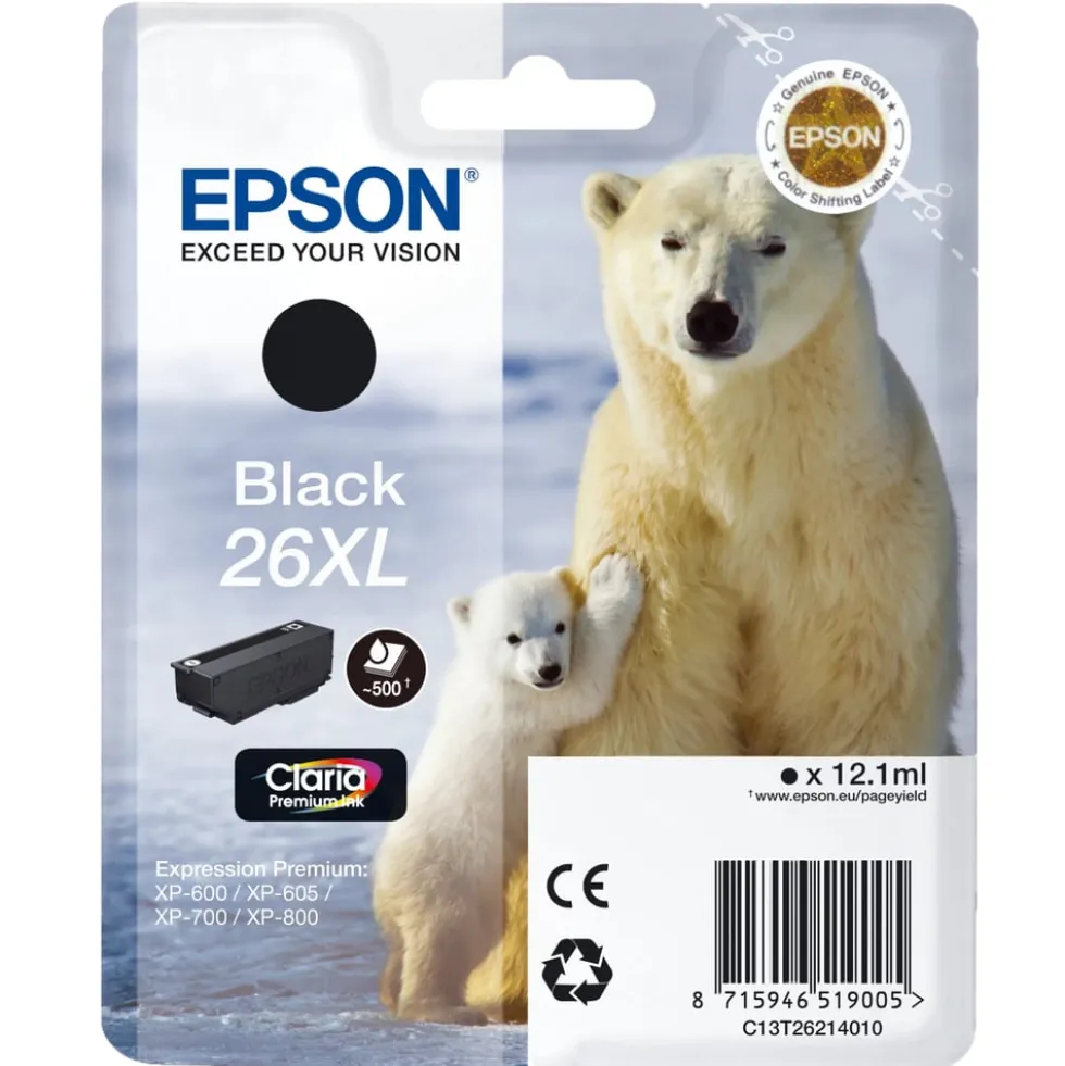 Epson T2621 XL Blekkpatron, svart