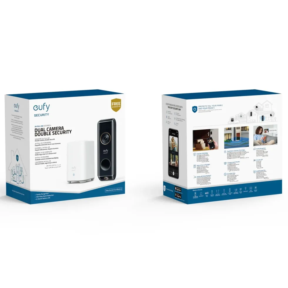 Eufy Dual Video Doorbell 2K Dørklokke med basestasjon
