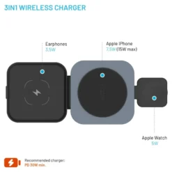 Fixed MagFlex Alu 3-i-1 Trådløs Lader med MagSafe