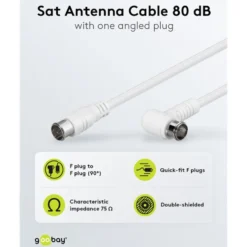 F-kabel Hvit vinklett 5 m
