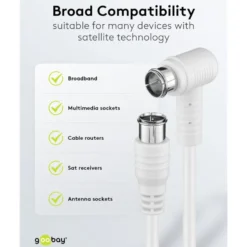 F-kabel Hvit vinklett 5 m