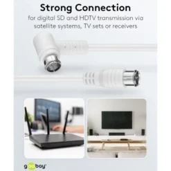F-kabel Hvit vinklett 5 m