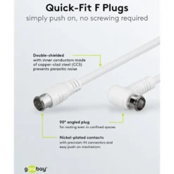 F-kabel Hvit vinklett 2,5 m