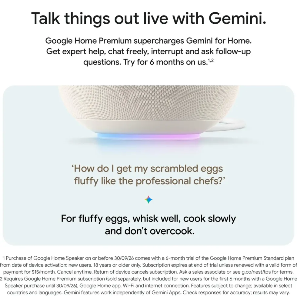 Google Home Speaker smart høyttaler med Gemini Hazel