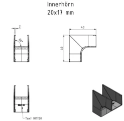 Innerhjørne for kabelkanal 20x17 mm