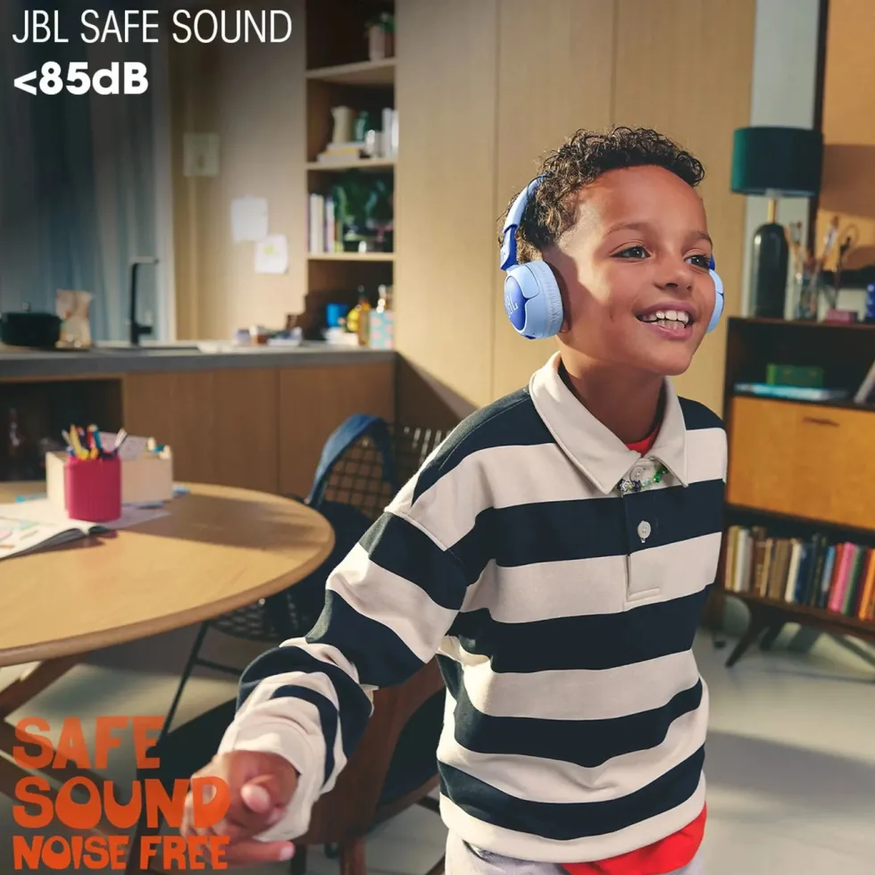 JBL JR320BT Trådløse hodetelefoner med volumbegrensning Blå