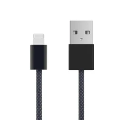 Linocell Flettet USB-A- til Lightning-kabel Svart 1 m