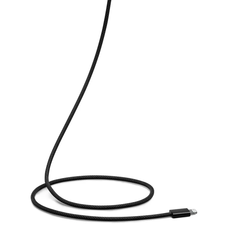 Linocell Flettet USB-A- til Lightning-kabel Svart 1 m