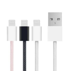 Linocell Flettet USB-A- til Lightning-kabel Svart 1 m