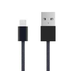 Linocell Flettet USB-A- til Lightning-kabel Svart 2 m