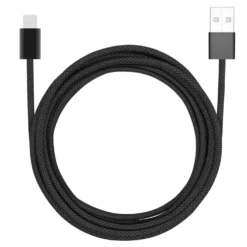 Linocell Flettet USB-A- til Lightning-kabel Svart 2 m