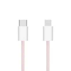 Linocell Flettet USB-C- til Lightning-kabel Rosa 1 m