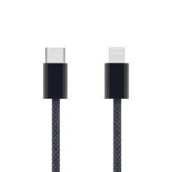 Linocell Flettet USB-C- til Lightning-kabel Svart 1 m