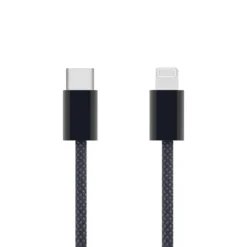 Linocell Flettet USB-C- til Lightning-kabel Svart 2 m