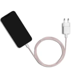Linocell Flettet USB-C- til Lightning-kabel Rosa 0,5 m