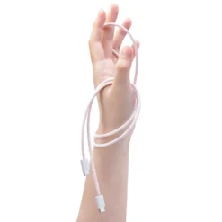 Linocell Flettet USB-C- til USB-C-kabel 60W Rosa 2 m