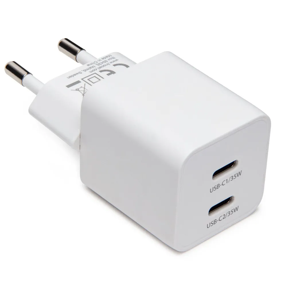 Linocell GaN hurtiglader 35 W PD med 2 USB-C-porter Hvit