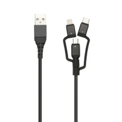 Linocell Premium USB-A til Micro-USB, Lightning og USB-C adapter Svart