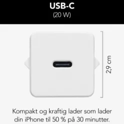 Linocell USB-C-lader med PD 20 W Hvit