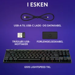 Logitech G515 Lightspeed TKL Trådløst gamingtastatur Linear Svart
