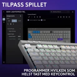 Logitech G515 Lightspeed TKL Trådløst gamingtastatur Tactile Hvit