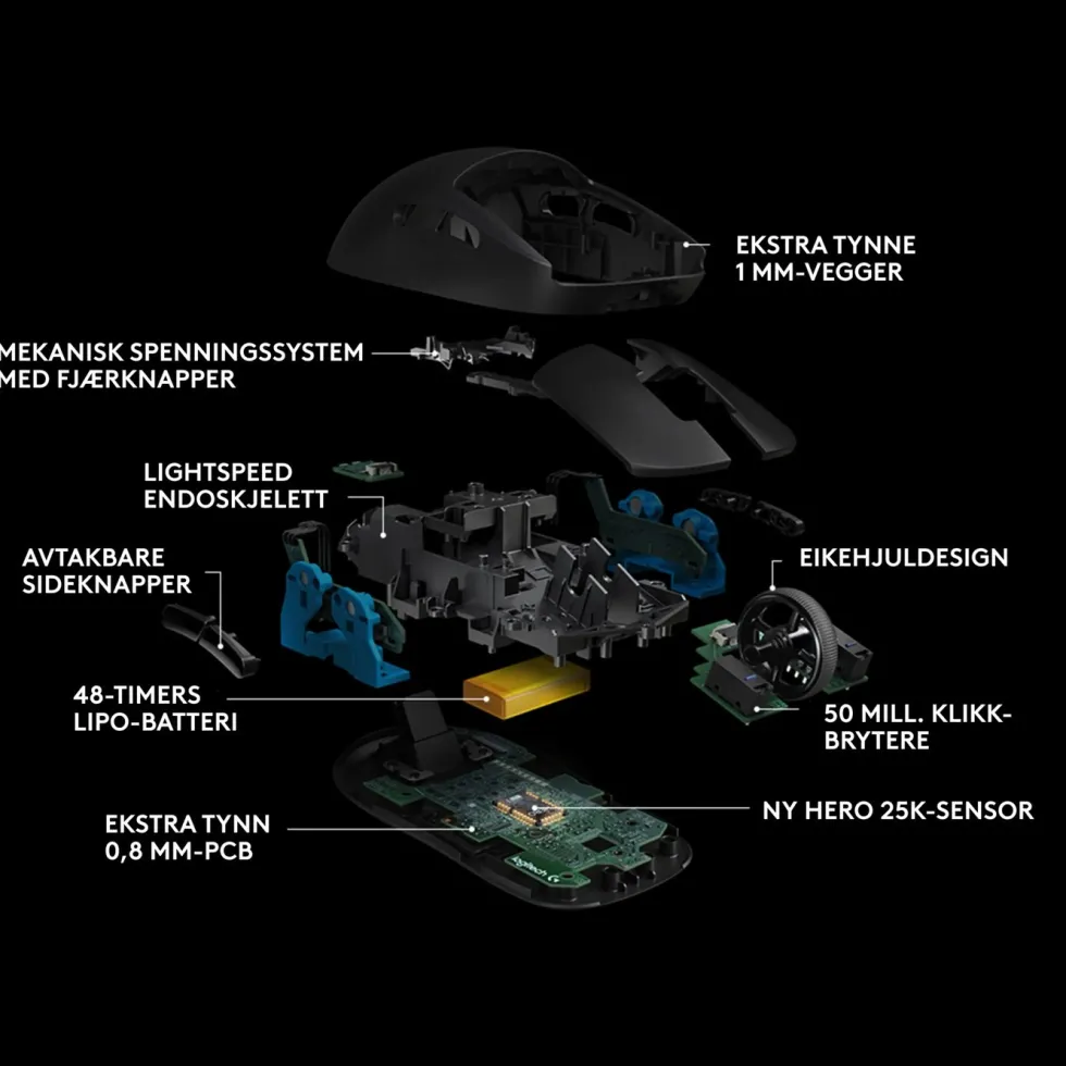 Logitech G Pro Trådløs gaming-mus for proffene