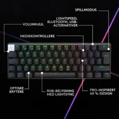 Logitech G PRO X 60 Lightspeed Trådløst gamingtastatur Linear Black