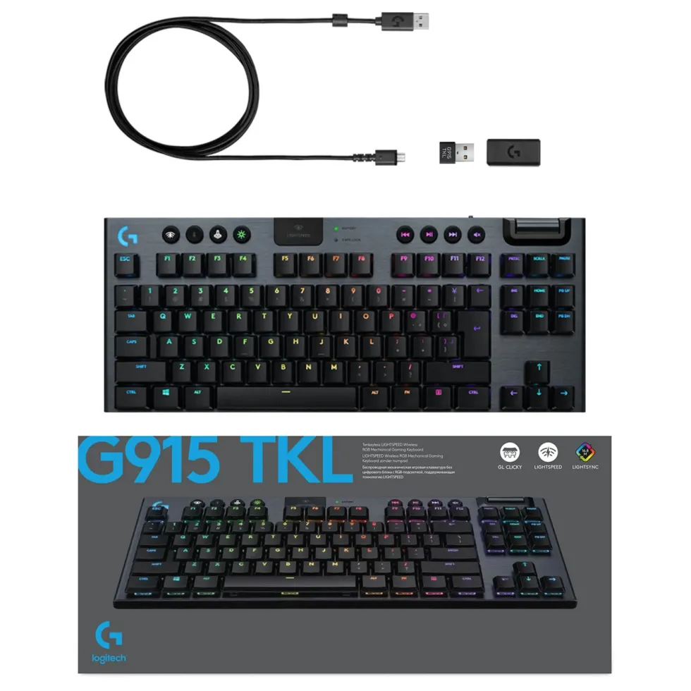 Logitech G 915 TKL Mekanisk tastatur GL Clicky Svart
