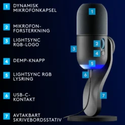 Logitech G Yeti GX USB-mikrofon