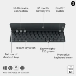 Logitech Keys-To-Go 2 Portabelt Bluetooth-tastatur