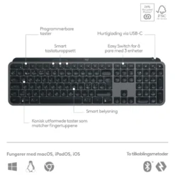 Logitech MX Keys S Trådløst tastatur Graphite