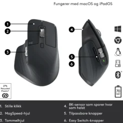 Logitech Mx Master 3s Trådløs datamus Graphite