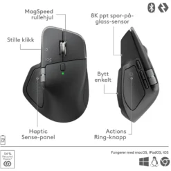 Logitech MX Master 4 Trådløs ergonomisk mus Graphite